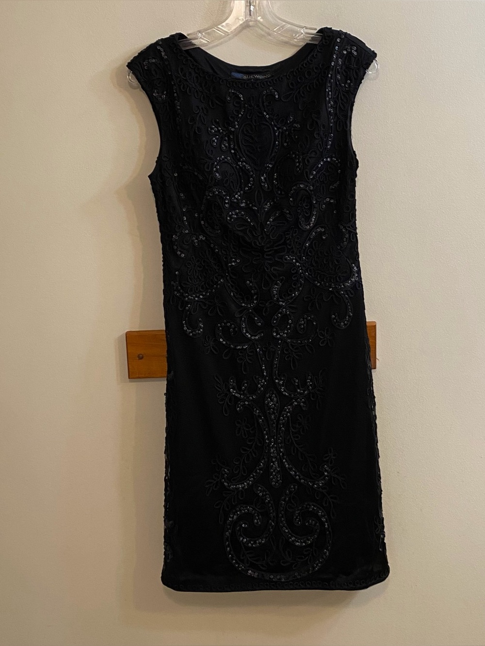 Sue Wong VTG Nocturne Beaded Dress Black‎ Mesh Embroidery Sz 4 Y2K Goth 2000s